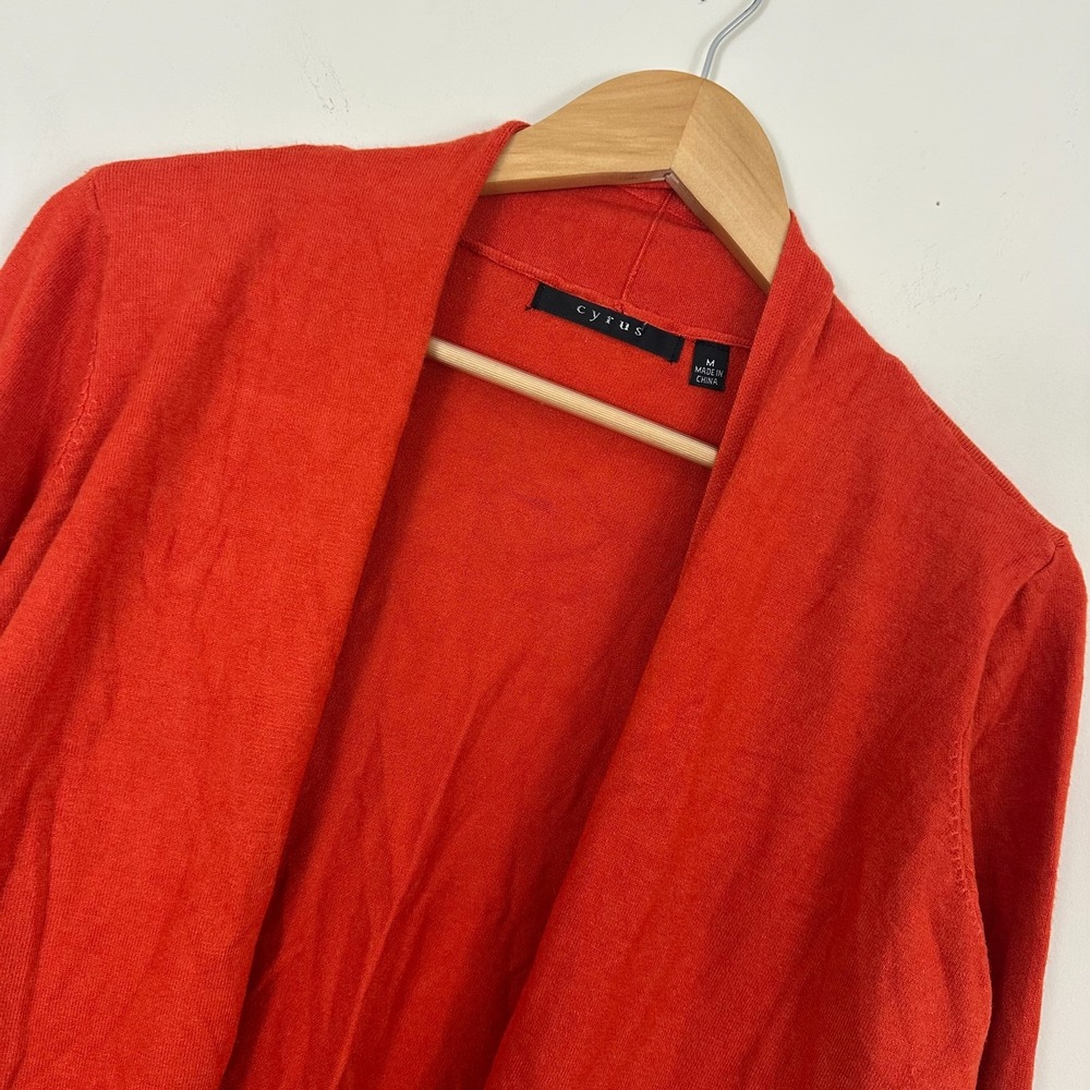 Cyrus Cardigan Sweater Orange Knit Open Front VTG Minimalist Bohemian Womens M